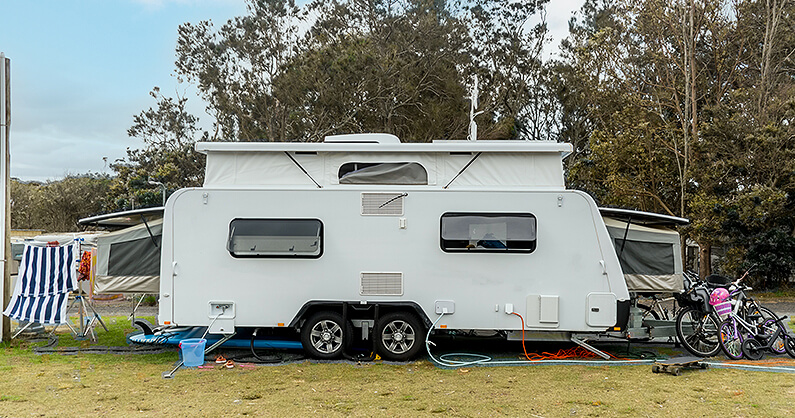 Family caravan set up