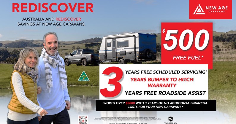 Rediscover Australia and rediscover savings with 3 years of incredible extras at New Age Caravans! feature image